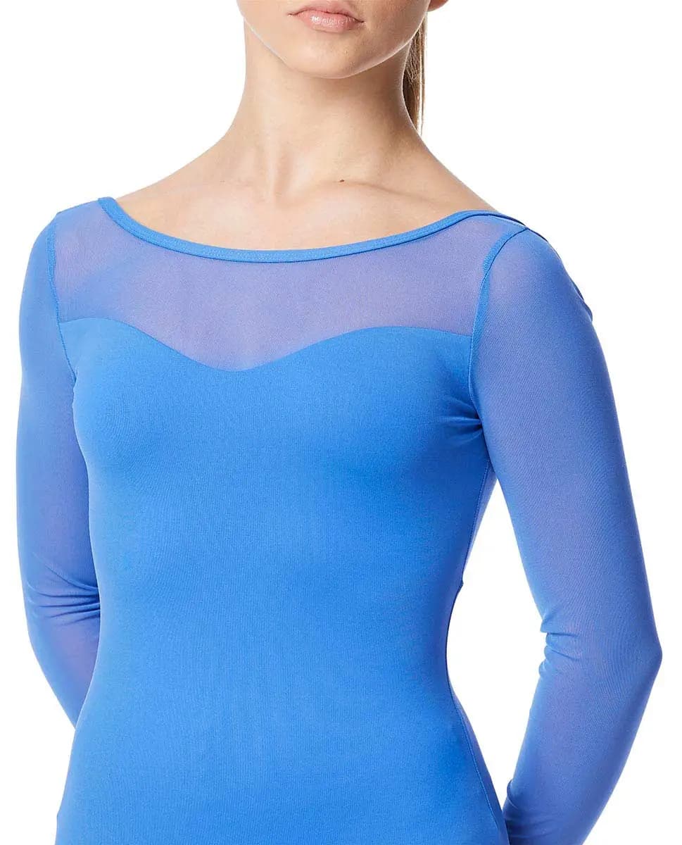Girls Yoke Mesh Long Sleeve Dance Leotard Lada