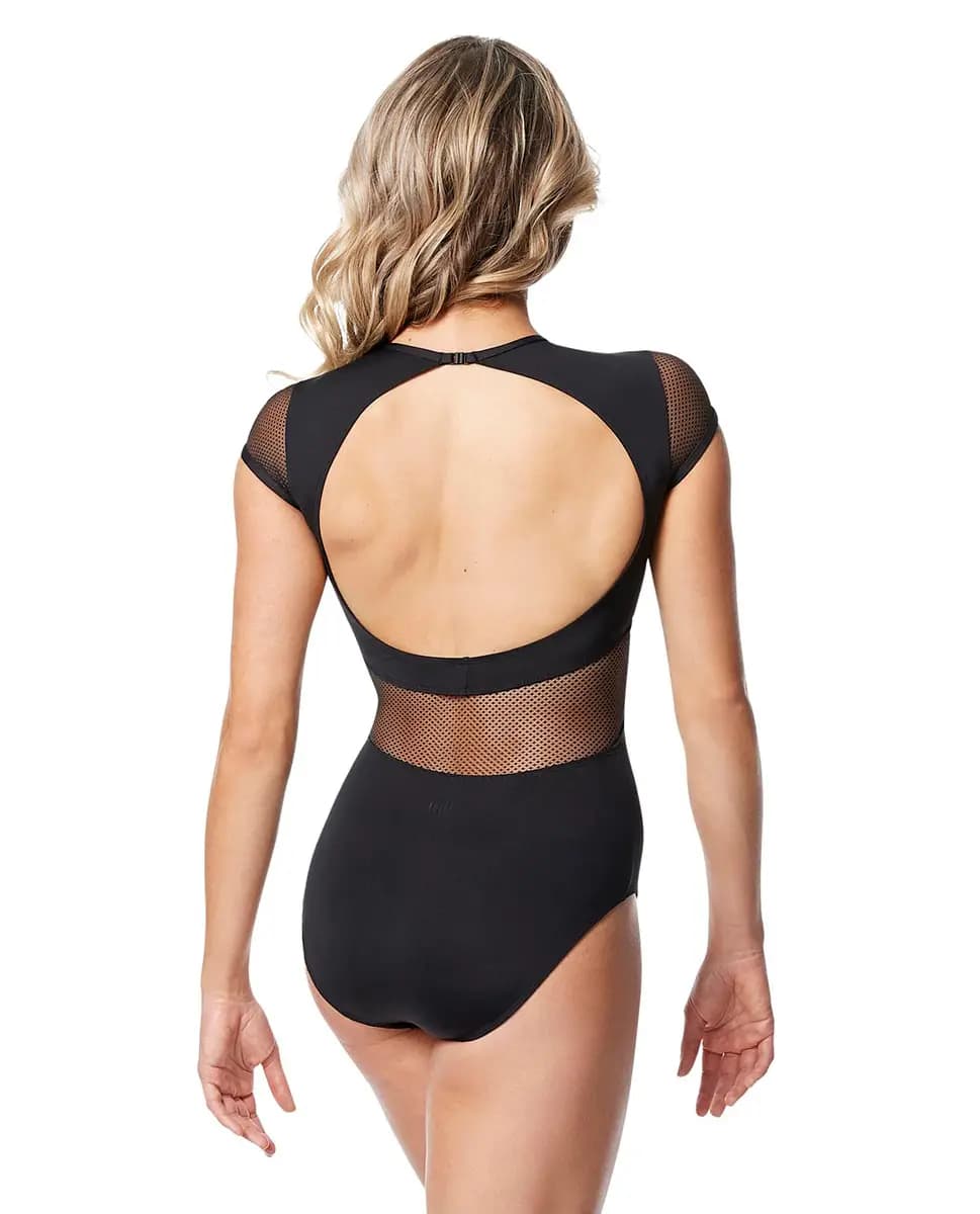 Lace Mesh Cap sleeve Leotard Orlina