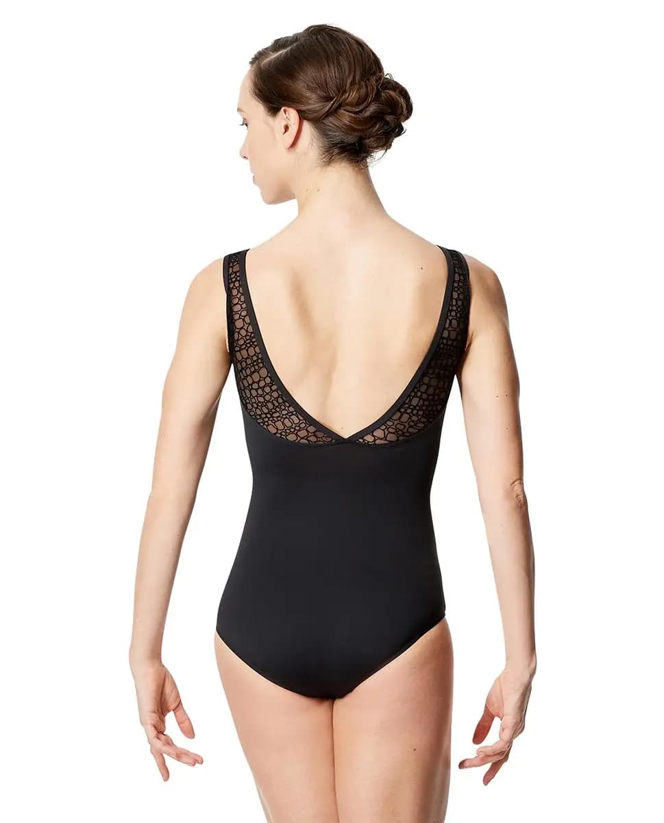 Women Flocked Mesh Tank Leotard Paola