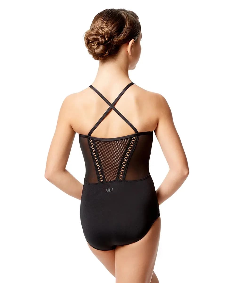 Girls Black Dance Leotard Mesh Camisole Senna