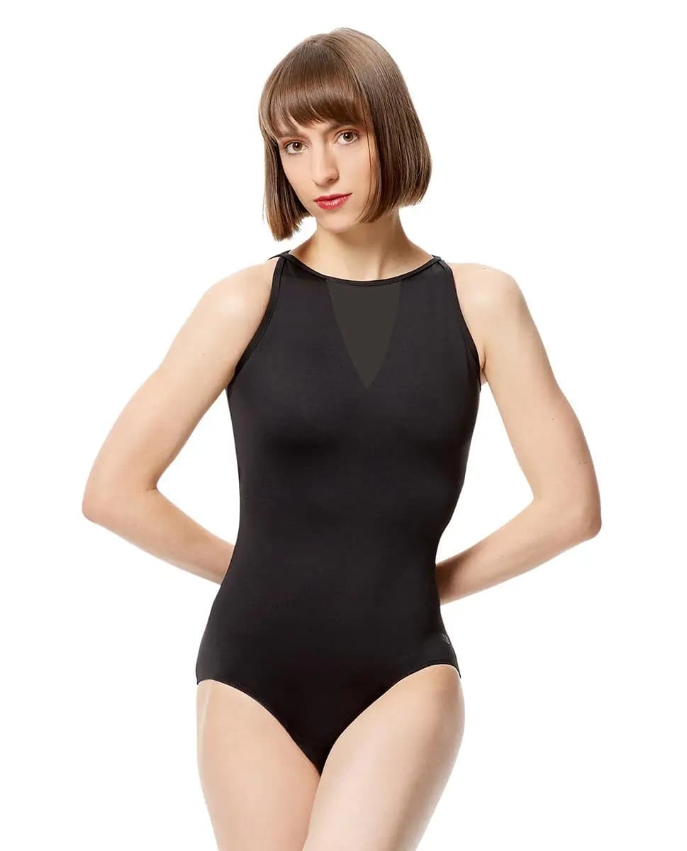 Edite Mesh Halter Neck Leotard With Applique