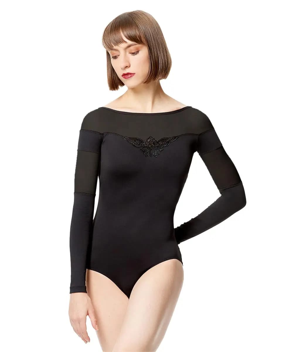 Mesh Long Leo With Applique Carmen