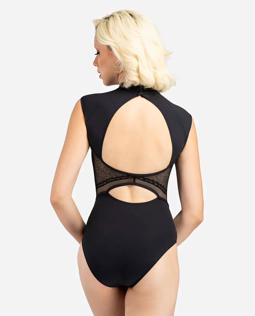 Womens Mock Neck Cup Sleeve Leotard Joelene