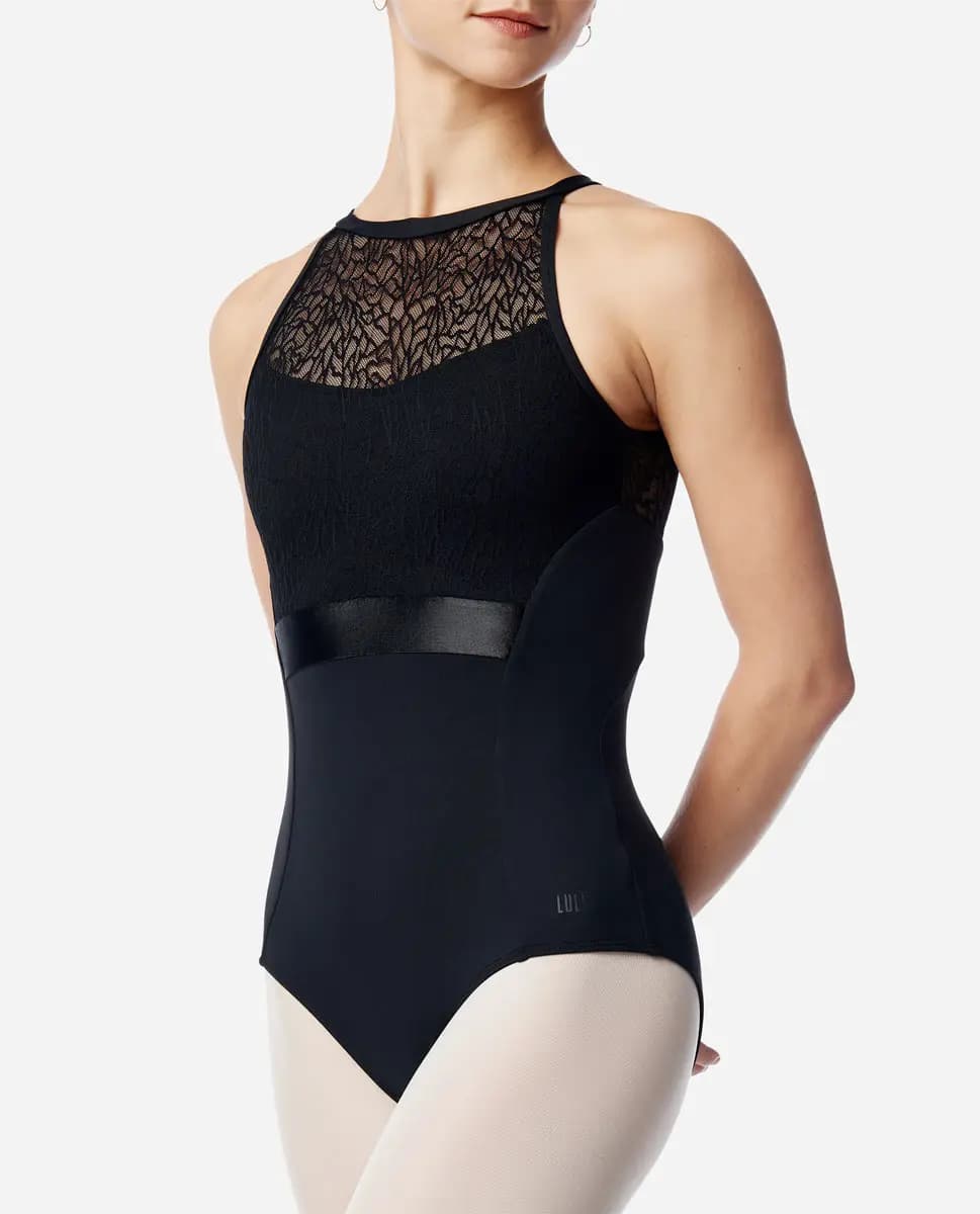 Womens High Neck Lace Leotard Callie