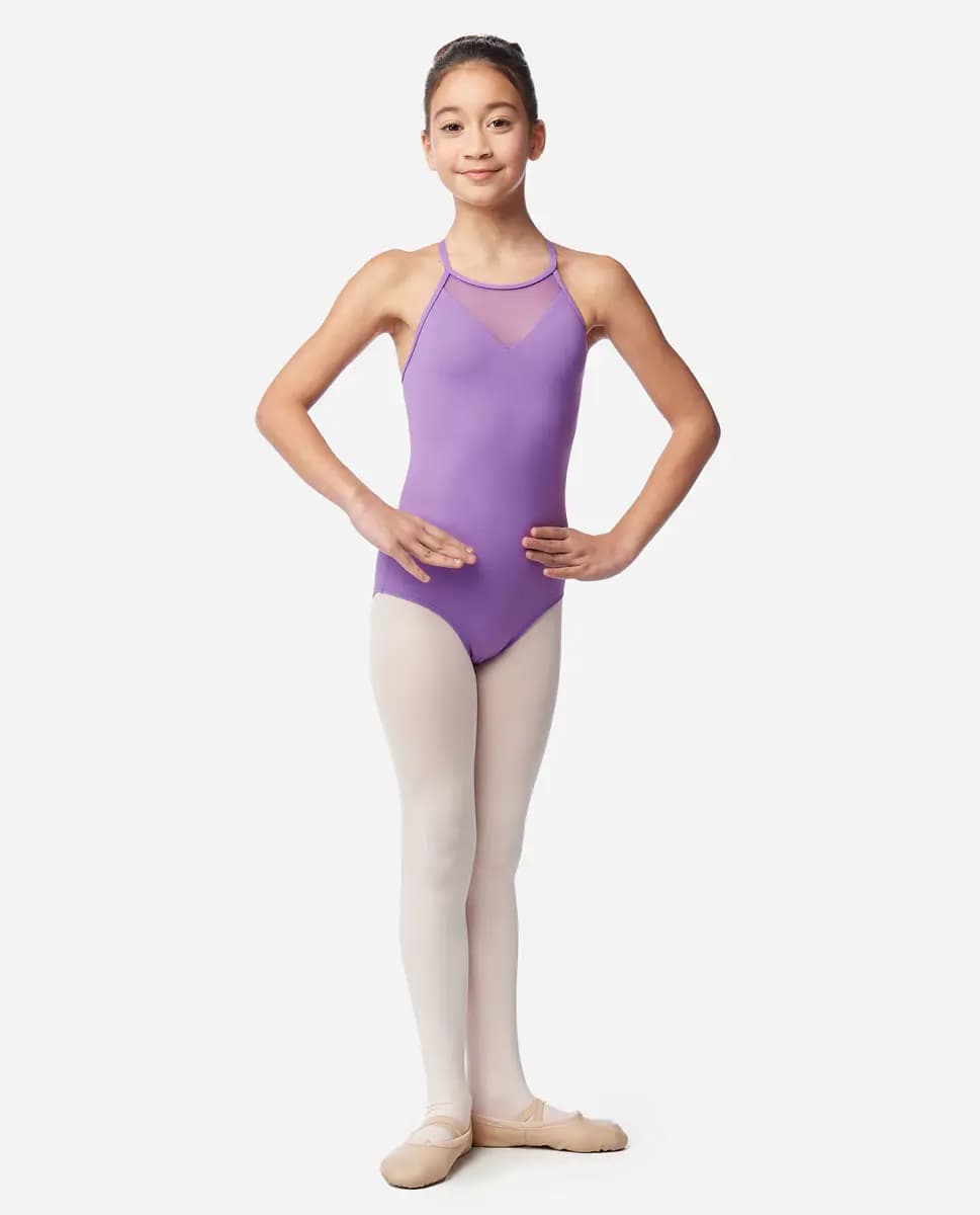 Girls Crisscross Back High Neck Leotard Juniper