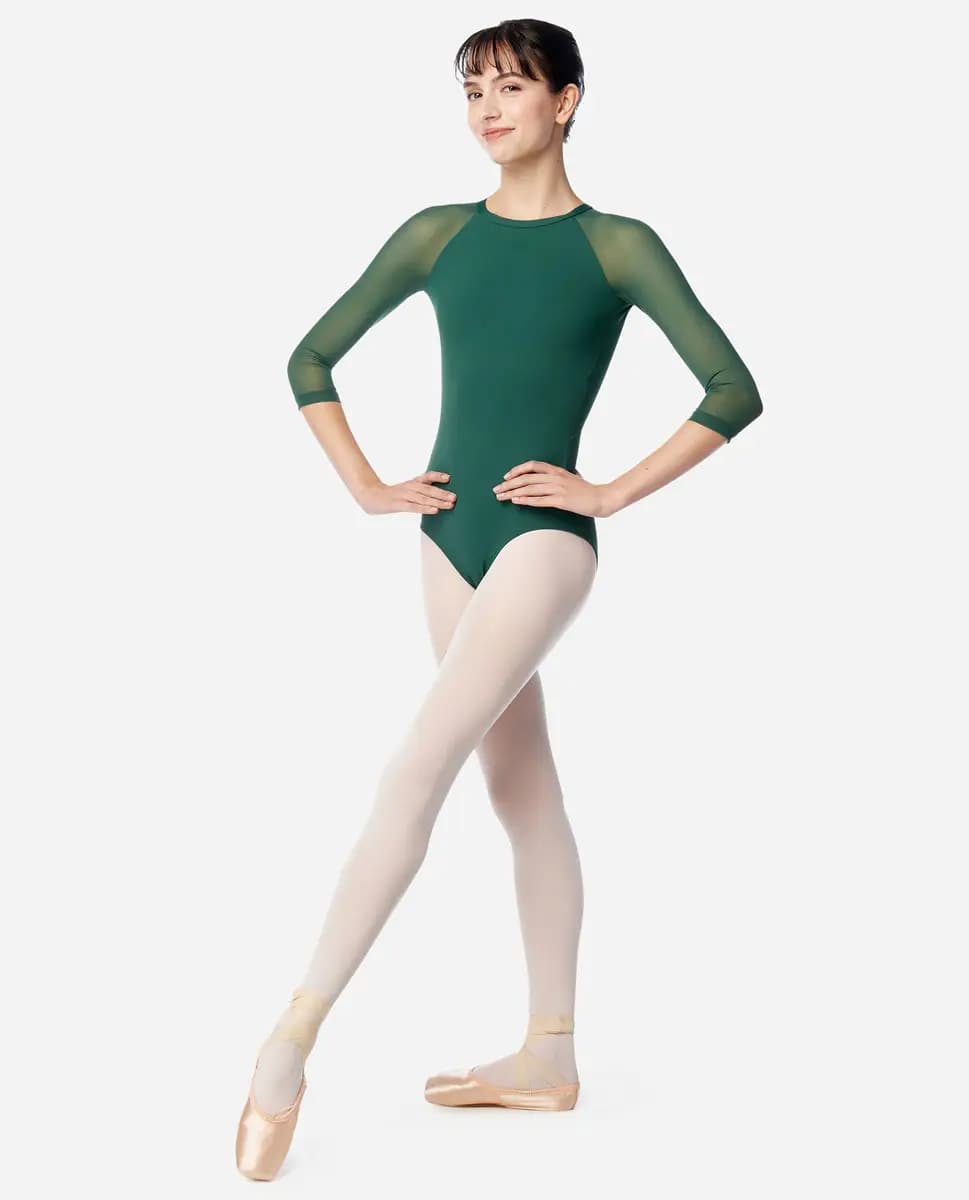 Womens High Neck 3/4 Sleeve Leotard Maeve