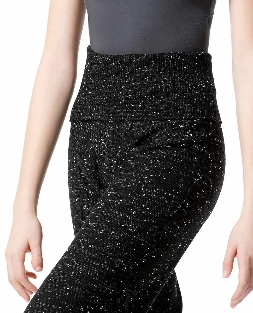 Knitted High Waist Raw Melange Warm Up Pants